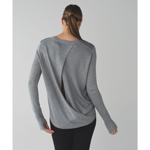 Lululemon Bring It Backbend Long Sleeve Sweater Heathered Medium Grey 8 - Picture 1 of 7